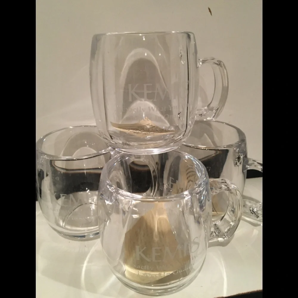 Set of 4 Kemps Glass Tea Cups Coffee Mugs Drinking Glass With Handle